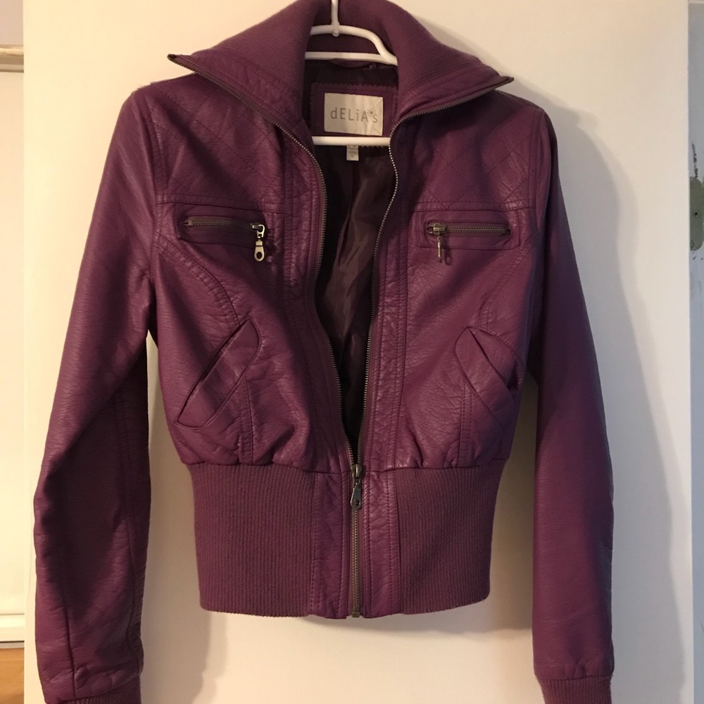 Leather purple jacket